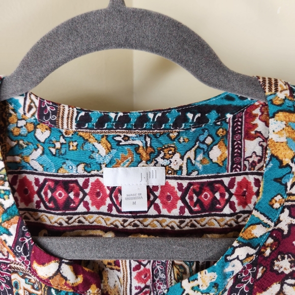 J.Jill Medium button down lightweight paisley mixed print tunic top - Picture 2 of 4